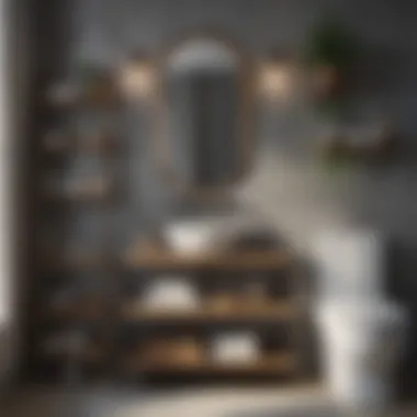 Elegant Design of Freestanding Bathroom Shelf Elegant freestanding bathroom shelf showcasing decorative items