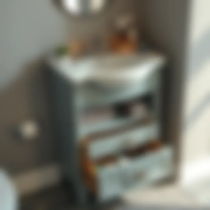 Compact and Functional Sink Cabinet Compact small bathroom sink cabinet with organized drawers for optimal functionality