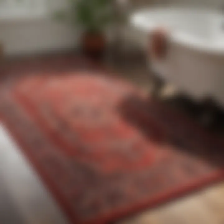 Assorted styles of Garnet Hill bathroom rugs on display