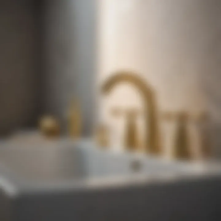 Lavish gold bath faucet set in a modern bathroom