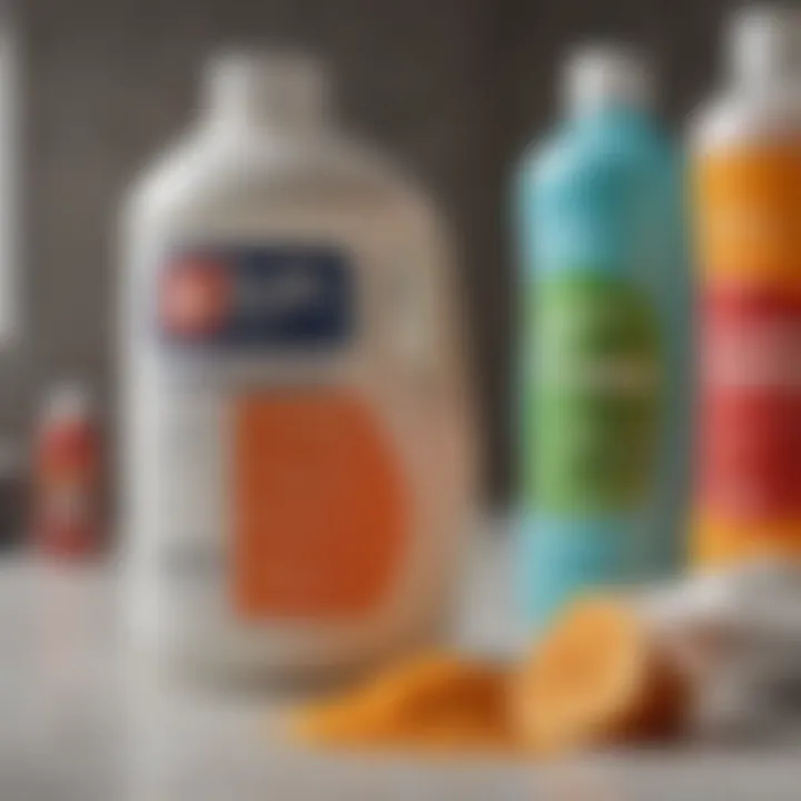 Chemical structure diagram comparing traditional and non-carcinogenic detergent ingredients.