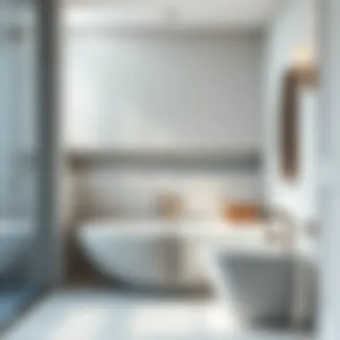 Elegant materials used in a low profile bathtub shower setup