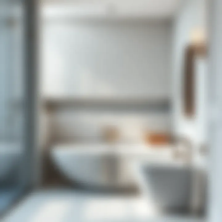 Elegant materials used in a low profile bathtub shower setup