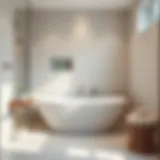 Sleek low profile bathtub shower combination in a modern bathroom