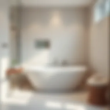 Sleek low profile bathtub shower combination in a modern bathroom