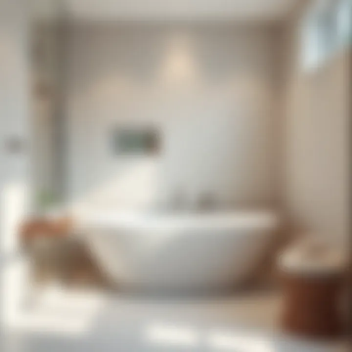 Sleek low profile bathtub shower combination in a modern bathroom