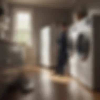 Close-up of a technician inspecting home appliances for safety and functionality.