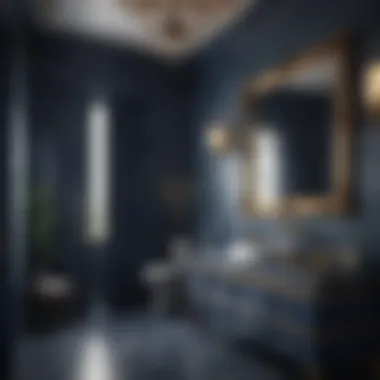 Luxurious Navy Bathroom Aesthetics Elegant navy bathroom set with luxurious accents