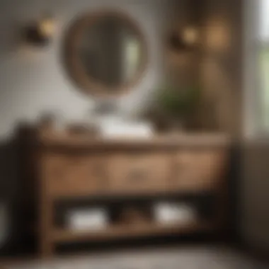 Embracing Rustic Charm with Natural Materials Rustic bathroom vanity made from reclaimed wood and natural materials