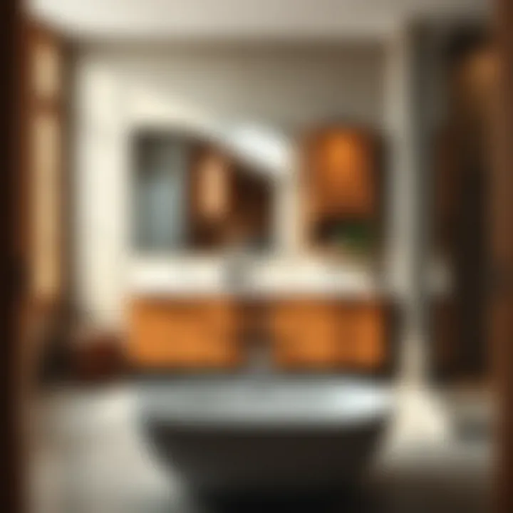 A beautifully crafted teak cabinet in a modern bathroom setting