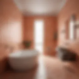 Elegant peach bathroom tiles in a modern setting