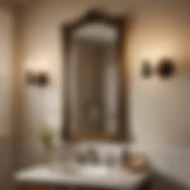 Stylish Pottery Barn sconces highlighting a vintage-inspired bathroom