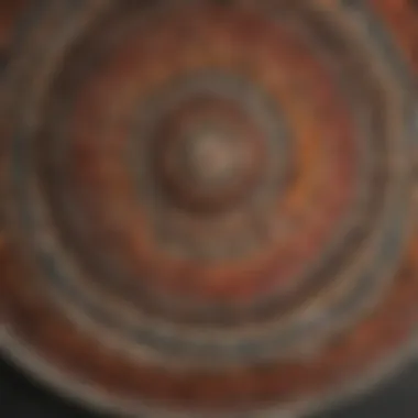 Close-up of unique textures and materials in round rugs