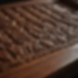 Elegant sheesham wood bed showcasing intricate grain patterns