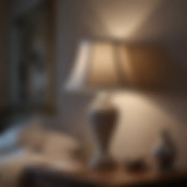 Vintage silver table lamp with intricate detailing enhancing a cozy bedroom atmosphere