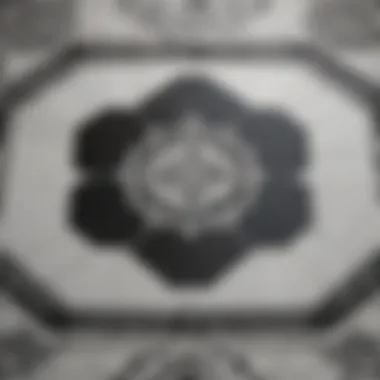 Elegant black and white octagon tile floor showcasing intricate patterns