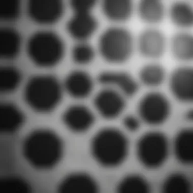 Close-up view of black and white octagon tiles highlighting texture and finish