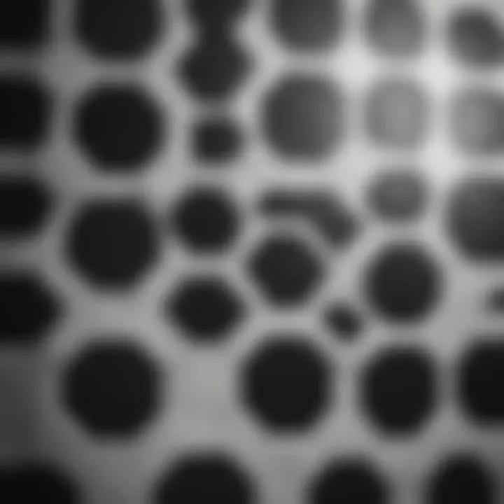 Close-up view of black and white octagon tiles highlighting texture and finish