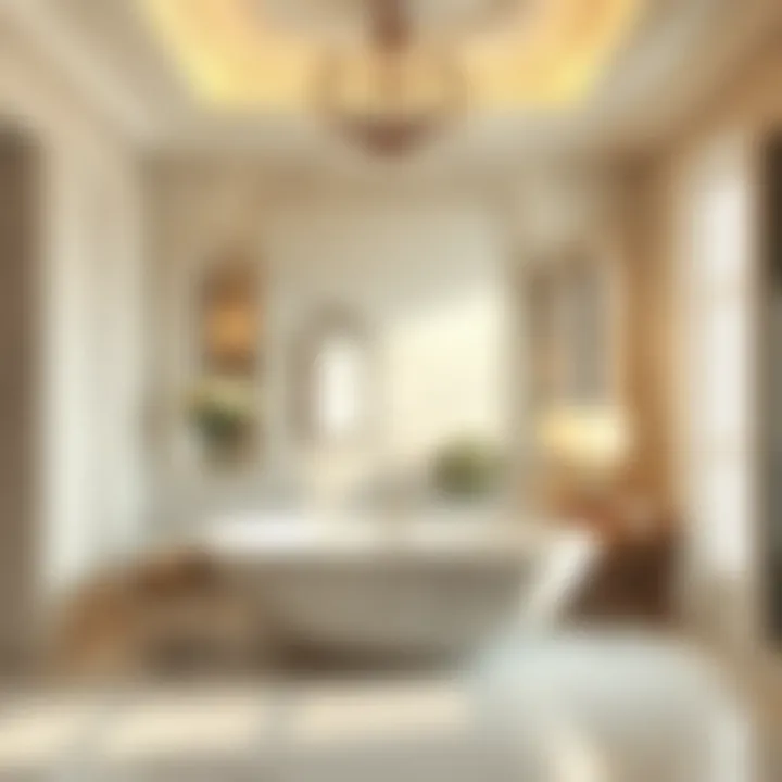 Elegant marble bathroom with a freestanding tub