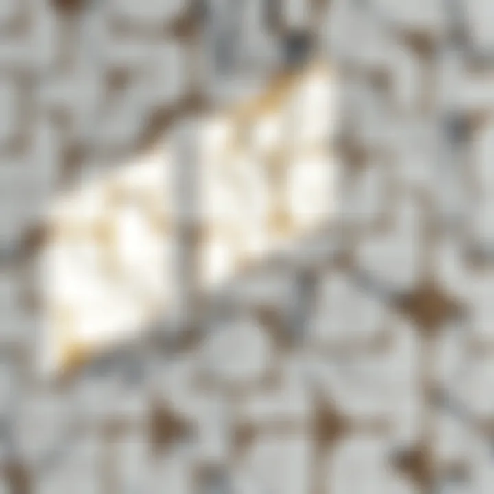Close-up of marble tiles showcasing intricate patterns