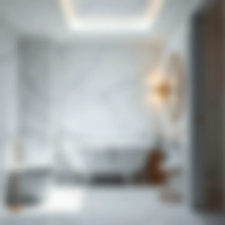 Serene marble bathroom featuring calming color palette