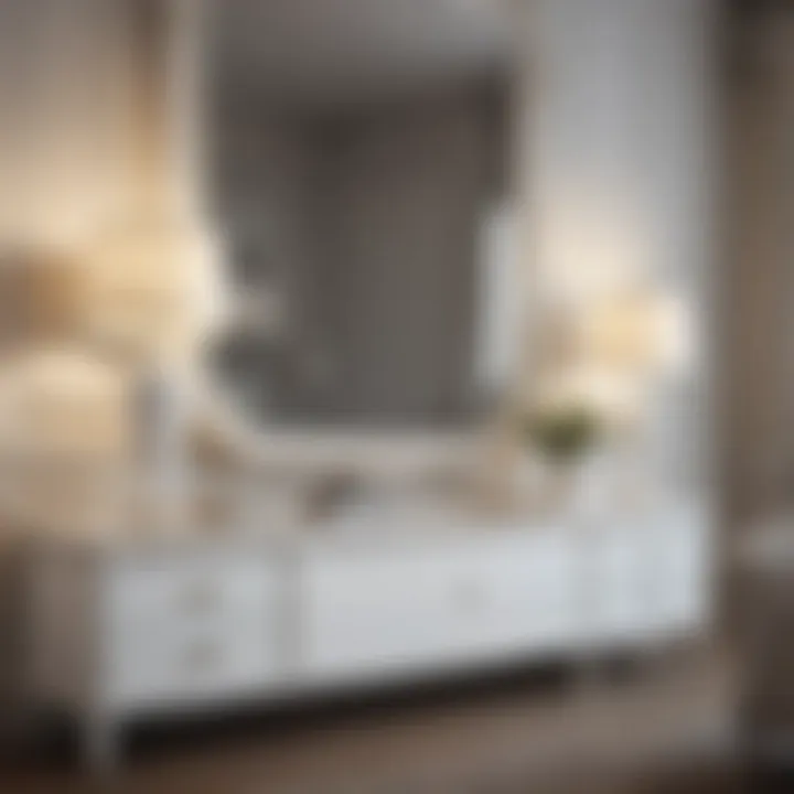 Close-up view of glossy white furniture reflecting light