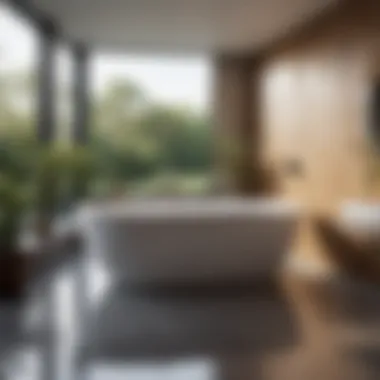 Innovative Corner Bathtub Design A beautifully crafted corner bathtub that utilizes space innovatively.