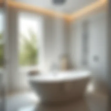 Trendy soaker bathtub with contemporary shower fixtures