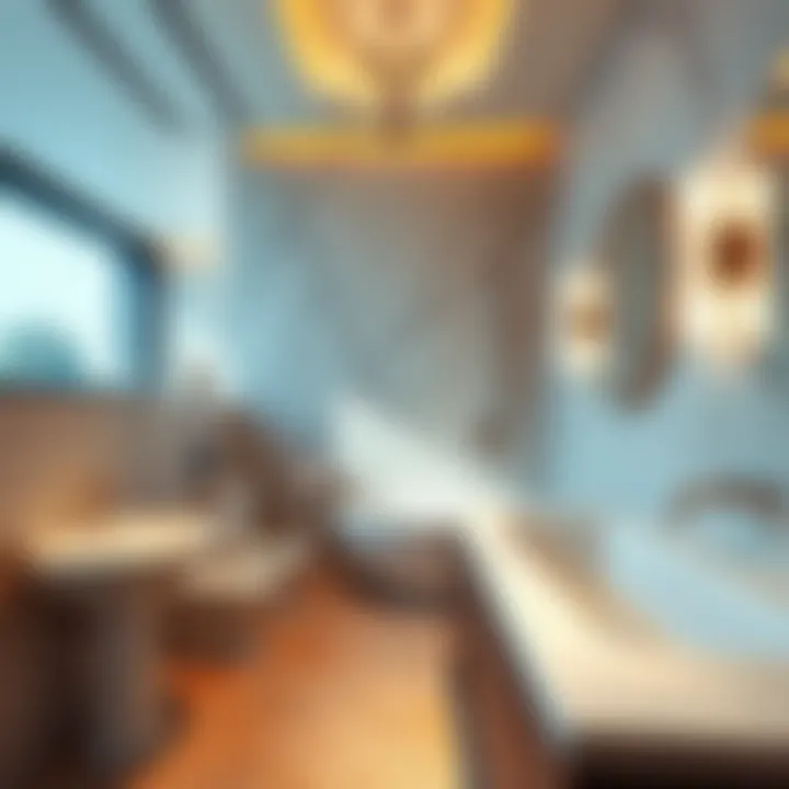 Luxurious Modern Bathroom Experience Luxurious bathroom with modern fixtures and ambient lighting