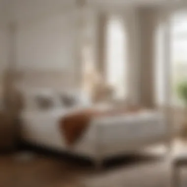 Variety of mattress options displayed next to a four poster bed