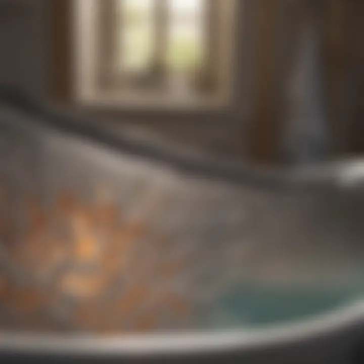 Close-up of intricate glass bathtub detailing emphasizing craftsmanship