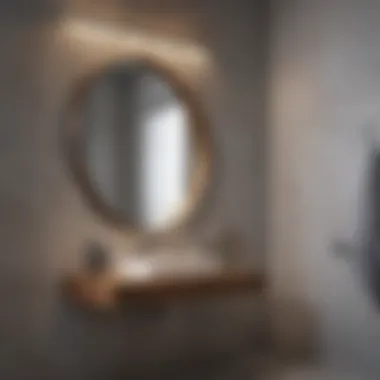 Modern Metal Bathroom Mirror A modern metal bathroom mirror with sleek lines and a minimalist design