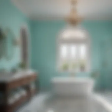 Tranquil Bathroom Ambiance Tranquil bathroom ambiance with Tiffany blue accents and soft lighting
