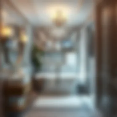 Efficient spatial arrangement featuring a corner bath