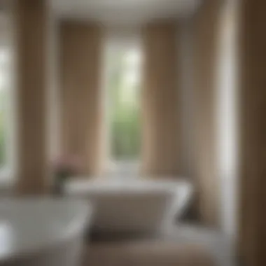 Serene Bathroom Oasis with Elegant Curtains Elegant bathroom curtains creating a serene ambiance