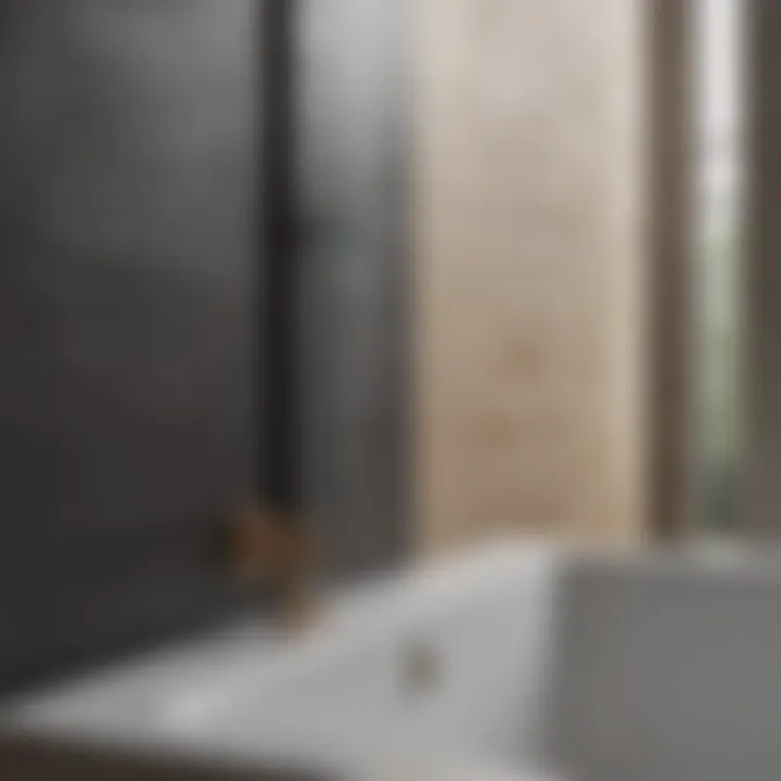 Innovative square bathtub shower materials and textures