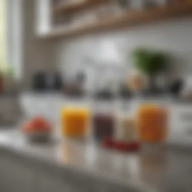 Kitchen Countertop with OXO Pop Containers Elegant arrangement of OXO Pop containers on a kitchen countertop