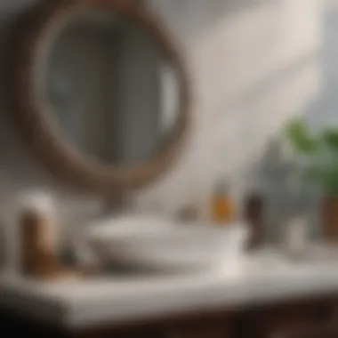 Functional Style in Bathroom Accessories Stylish arrangement of bathroom accessories emphasizing functionality.