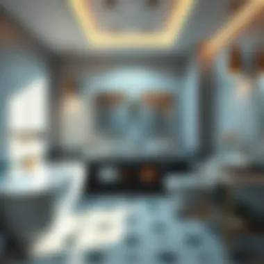 Innovative Bathroom Layout Innovative bathroom layout with unique tile patterns