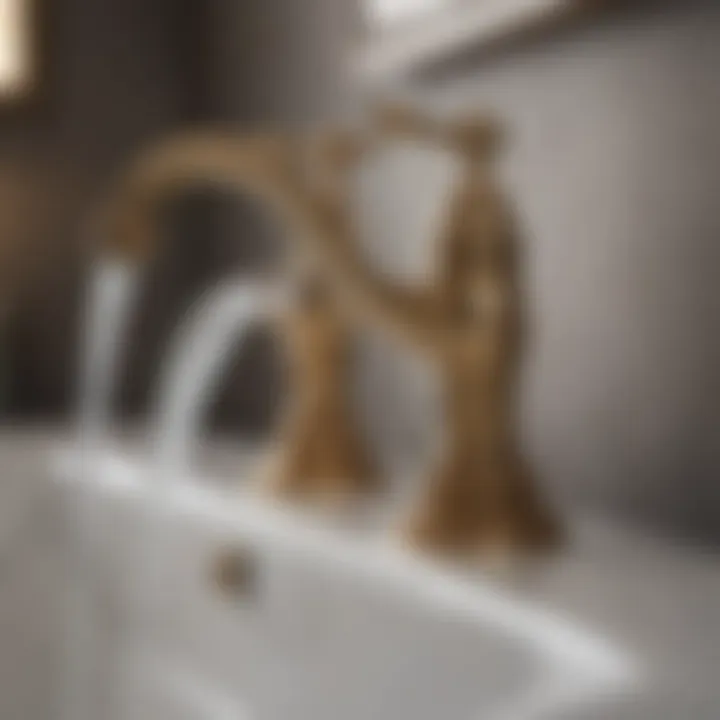 Close-up of the intricate details and finishes of a two tone faucet