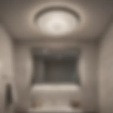 Bright overhead ceiling fixture in a bathroom