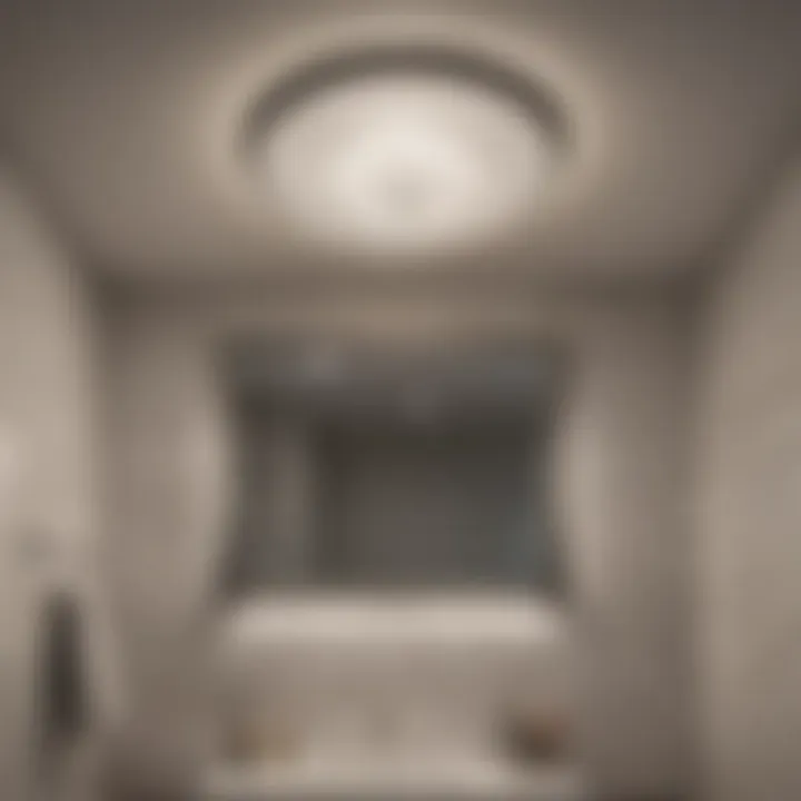 Bright overhead ceiling fixture in a bathroom