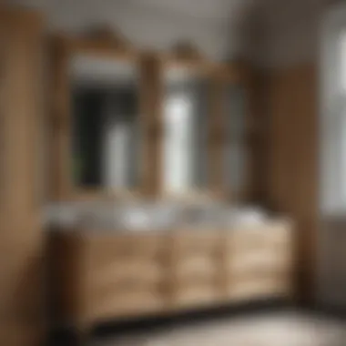 A modern bathroom featuring Victorian style cabinets