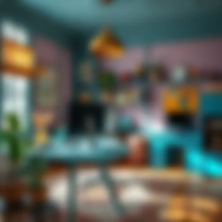 Colorful Workspace Design Colorful workspace with Feng Shui elements harmonizing energy