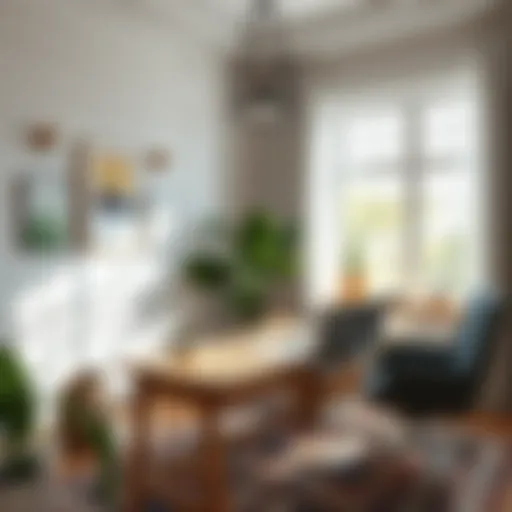 A serene home office space with natural light and plants