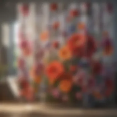 Artistic Floral Shower Curtain Artfully designed floral shower curtain enhancing bathroom ambiance