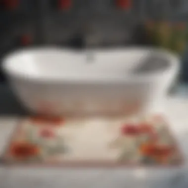 Elegant Floral Bath Mat Decorative floral bath mat adding a touch of elegance