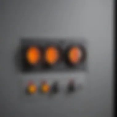 Close-up of gas heater control panel with safety features highlighted