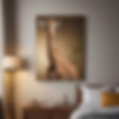 Charming Giraffe Wall Art A sophisticated giraffe-inspired wall art piece that adds charm to bedroom decor