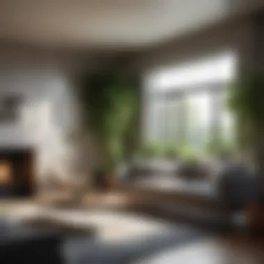 Living Room with Air-Cleansing Greenery A serene living room adorned with air-purifying plants